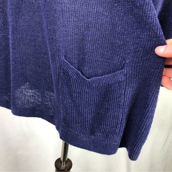 J. Jill v-neck sweater linen blend lightweight lapis purple blue pocket Medium - Picture 7 of 11